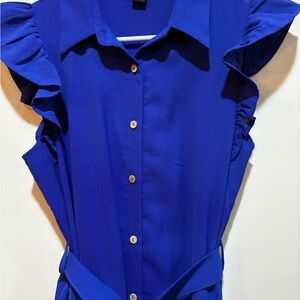 SHEIN Royal Blue Ruffle Sleeve Blouse